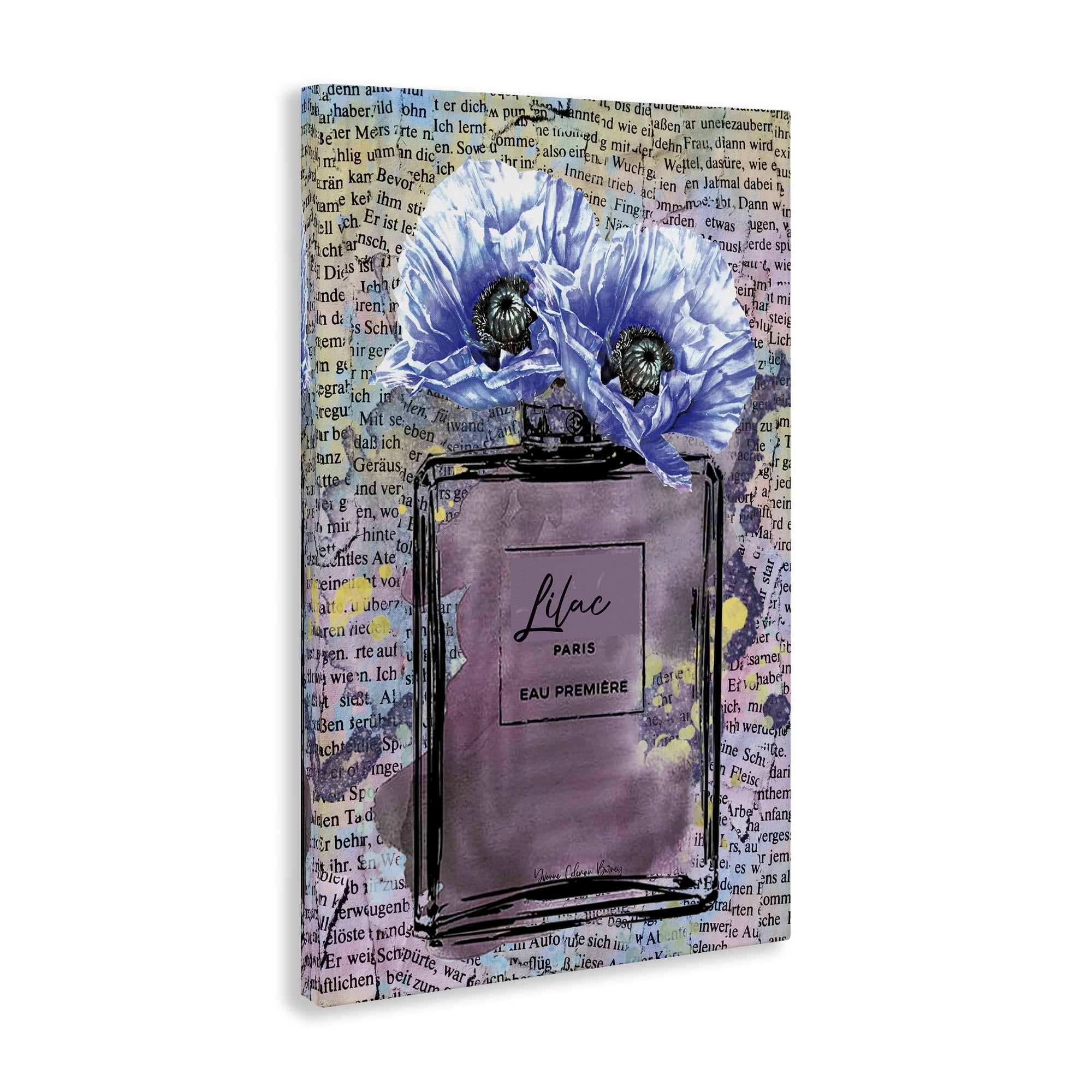 Stupell Industries Lilac Perfume with Blossoms Plants & Flowers Painting Wrapped Canvas Art Print Wall Art, 16 x 24