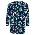 thumbnail image 3 of Women's Summer T-Shirts New Floral Print Shirts Round Neck Casual 3/4 Length Sleeve Pullover Tops, 3 of 5