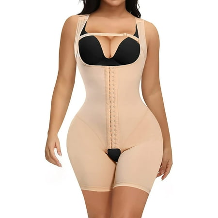 

Molutan Shapewear for Women Tummy Control Fajas Full Body shaper butt lifter Open Bust Bodysuit for Waist Trainer Shorts(Beige L)