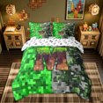 thumbnail image 3 of meiyoeat Pixel Grass M Initial Twin Bedding for Boys, Gamer Block Monogram Bedding Comforter Set, Green Brown, Gamepad Reversible, 7-Piece, 3 of 6