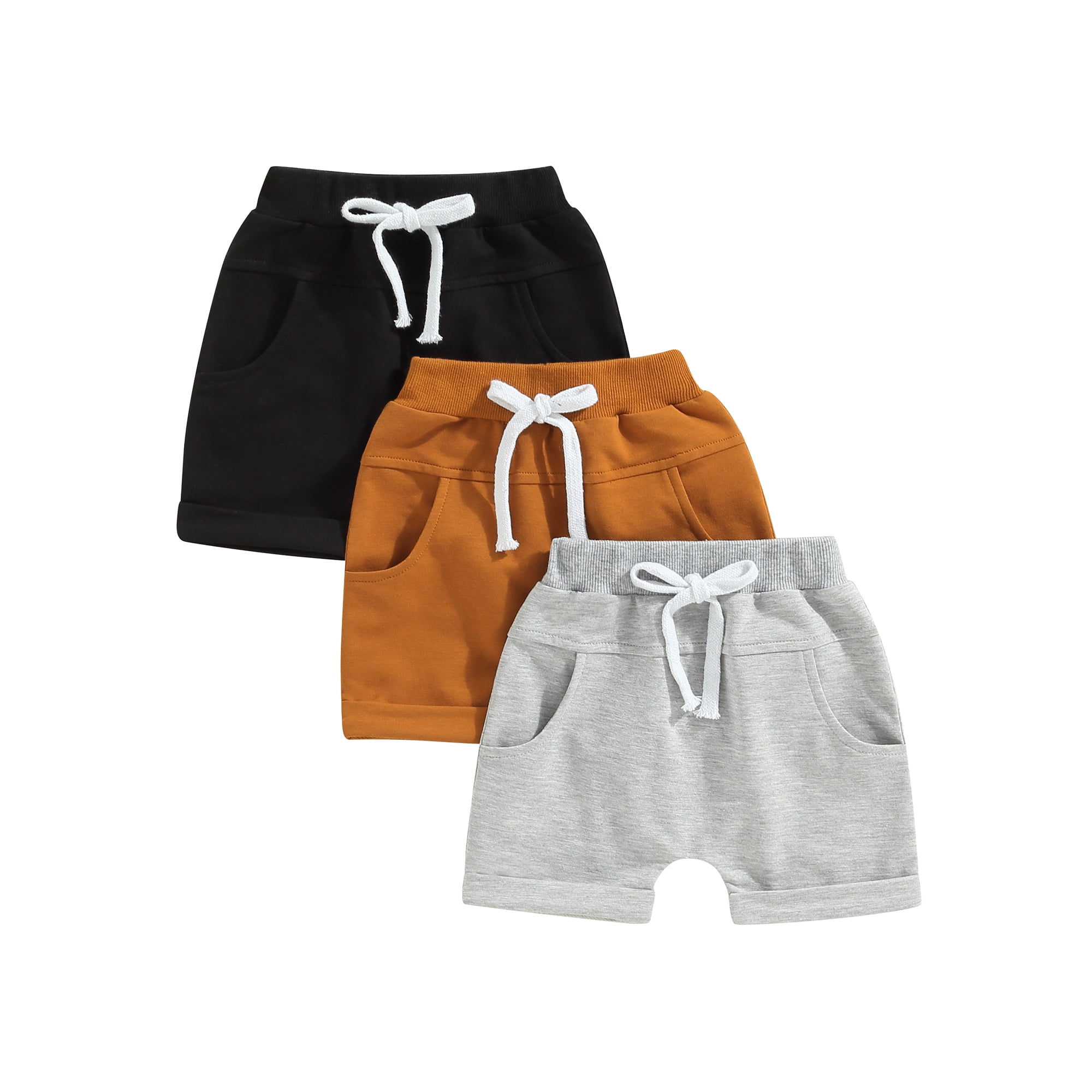 FOCUSNORM 3-Pack Toddler Baby Boys Summer Sports Shorts Infant