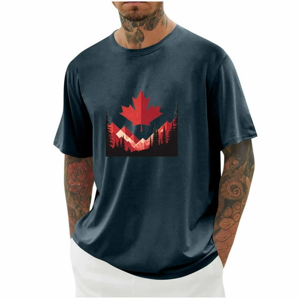 Camisetas de Manga Larga para Hombre Algodón Impresión Cuello Redondo Blusas de Moda Casual