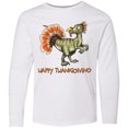 thumbnail image 3 of Inktastic Happy Thanksgiving Dinosaur Long Sleeve Youth T-Shirt, 3 of 5
