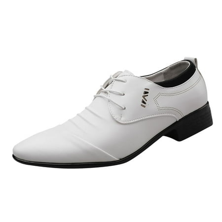 

Mackneog Summer And Autumn Men Shoes Low Heel Pointed Toe Lace Solid Color Business Style Gift on Clearance