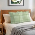 thumbnail image 6 of Pillow Covers 16x16 Set of 2, Green Checkered Throw Pillow Covers Decorative Couch Cushion Cover, Stripes Green Buffalo Plaid Microfiber Soft Square Pillowcases for Bedroom Living Room Sofa, 6 of 9