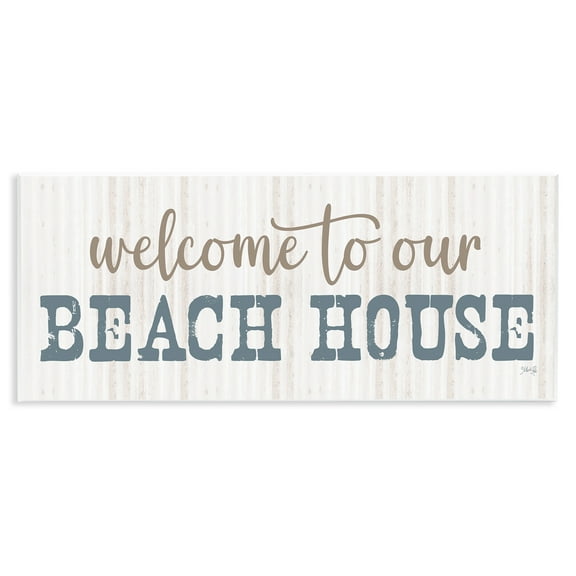 Stupell Industries Welcome Beach House Typography Painting Unframed Art Print Wall Art, 17 x 7