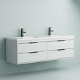 thumbnail image 4 of Eclife 60" Modern Wall-Mount Double Sink Bathroom Vanity with Resin Top, Water-Resistant Painted Floating Cabinet, Soft-close Drawers, 4 of 11