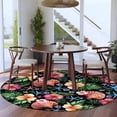 thumbnail image 4 of Summer Shells Round Living Room Rugs 6 ft, Starfish Tropical Flowers Black Background Washable Area Rug with Non-Slip Sturdy Edge Binding Round Carpet for Kitchen Office Bedroom, 4 of 9