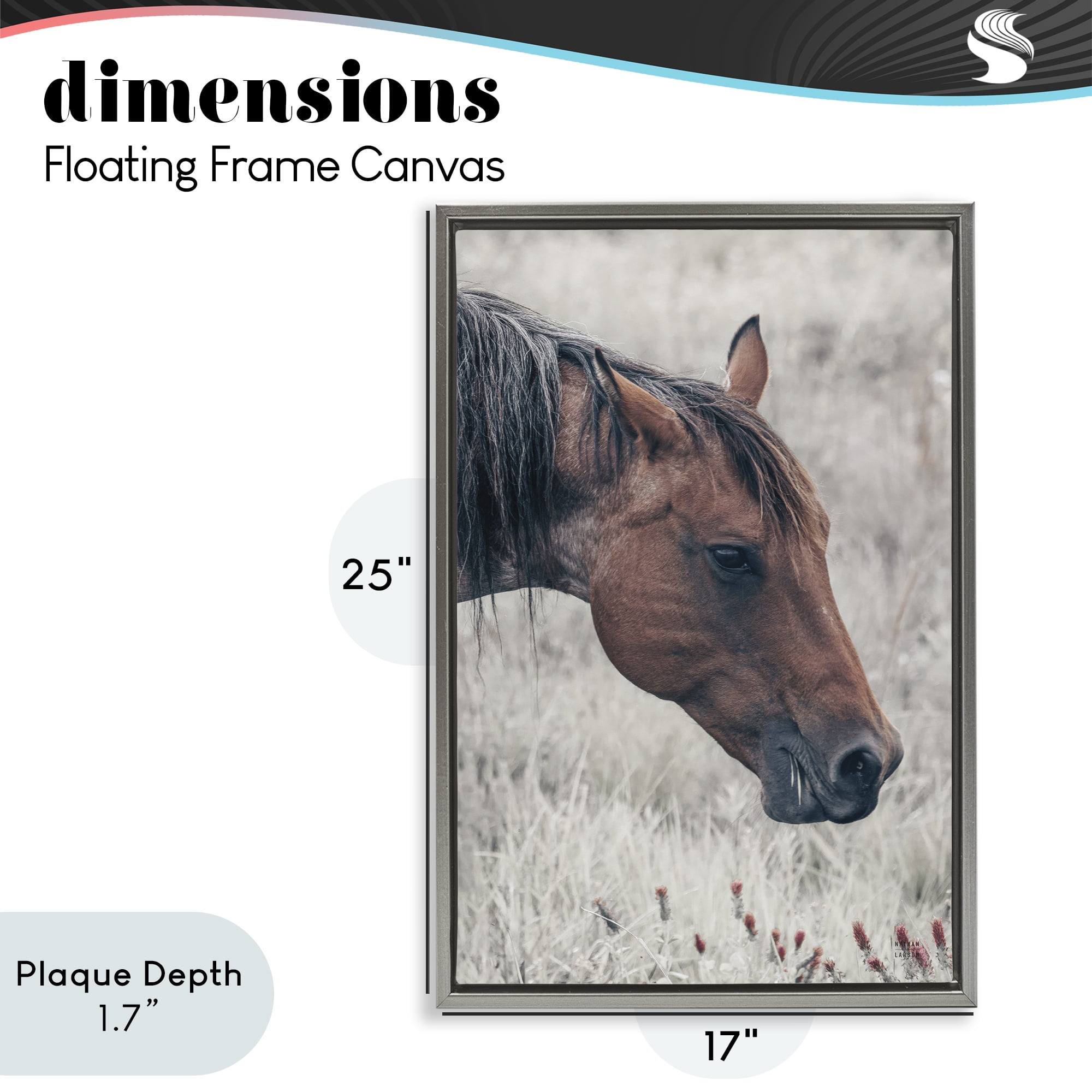 Stupell Industries Mother Horse Grazing in Meadow Gray Framed Floater Canvas Wall Art, design by Nathan Larson