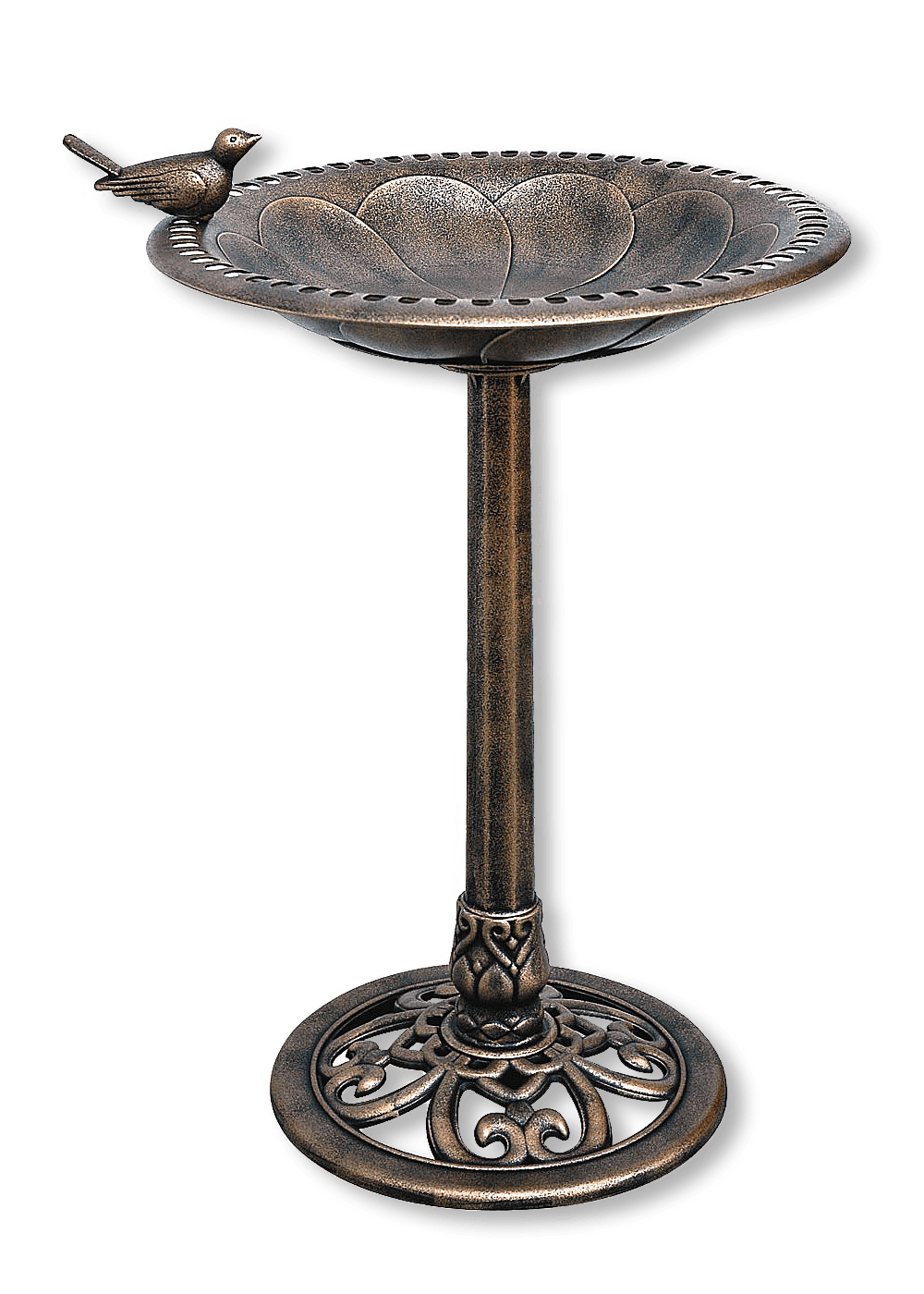 Bronze Plastic Resin Birdbath with Decorative Base by Backyard Expressions
