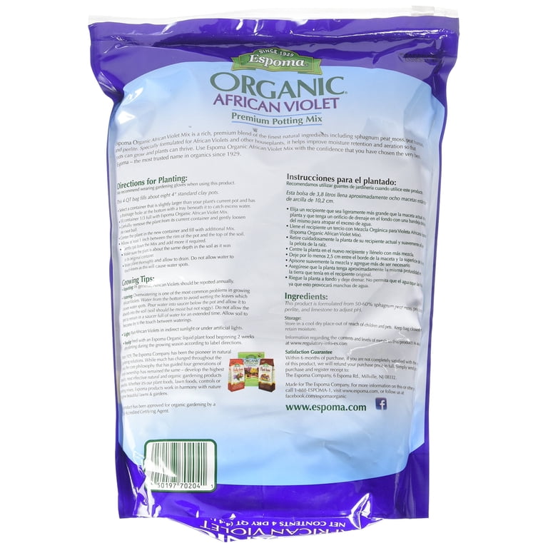 Espoma Organic AV4 African Violet Soil Mix, Ideal for Houseplants