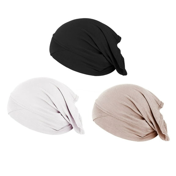 3 Pcs Muslim Inner Hijab Caps Women Solid Color Under Hijab Caps Stretchy Breathable Full Cover Undercap Tube Bonnet