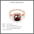 thumbnail image 6 of Gem Stone King 2.60 Ct Cushion Checkerboard Red Garnet White Created Sapphire 18K Rose Gold Plated Silver Ring, 6 of 6