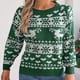 thumbnail image 5 of Suéter de cuello redondo para mujer, estampado navideño, cuello redondo, manga larga, suéter de punto, blusa para mujer, blusa de poliéster, 5 of 7