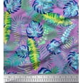 thumbnail image 1 of Soimoi Satin Silk Fabric Leaves Tropical Print Fabric by Yard 42 Inch Wide, 1 of 1