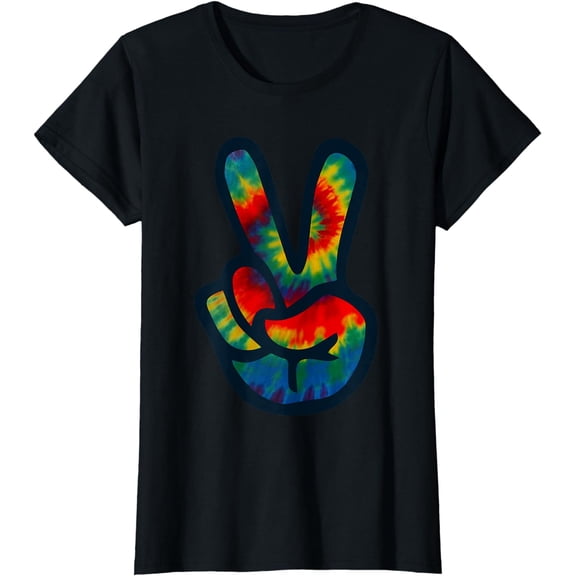 Tie Dye Peace Sign Hand T-Shirt Hippies Shirts T-Shirt