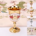 thumbnail image 4 of Yannee Retro Creative Small Beverage Wine Cup,Vintage Metal Embossed Wine Cup,Stylish Fine Workmanship Gold European Style Home Bar,1 Pcs, 4 of 5
