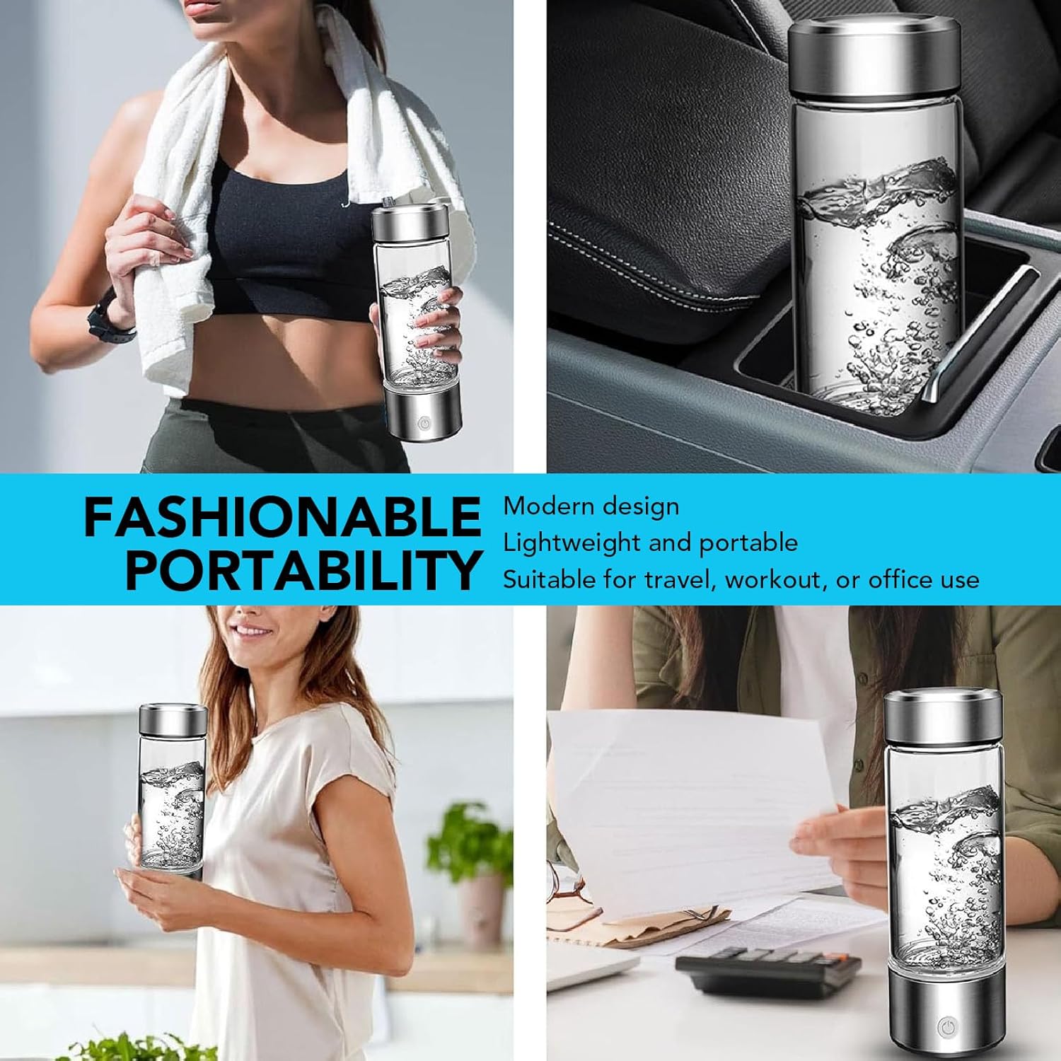 Hydrogen Water Bottle 1000PPB Quick Electrolysis 420ml Water Ionizer Anti Aging Hydrogen Rich Hydrogen Water Bottle Generator Electrolysis Ionizer Cup HydrogeWater Cup Home Office
