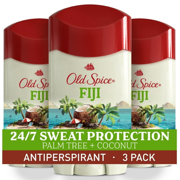Old Spice Antiperspirant Deodorant for Men in Fiji with Palm Tree, Triple Pack, 24/7 Lasting Freshness and Sweat Protection, 3x2.6oz