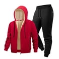 thumbnail image 2 of Zedker Mens Hoodies Tracksuit Fleece Lined Zip Up Hoodie Suits Warm Winter Jackets Casual Long Sleeve Sweat Suits Red Plus XL, 2 of 8