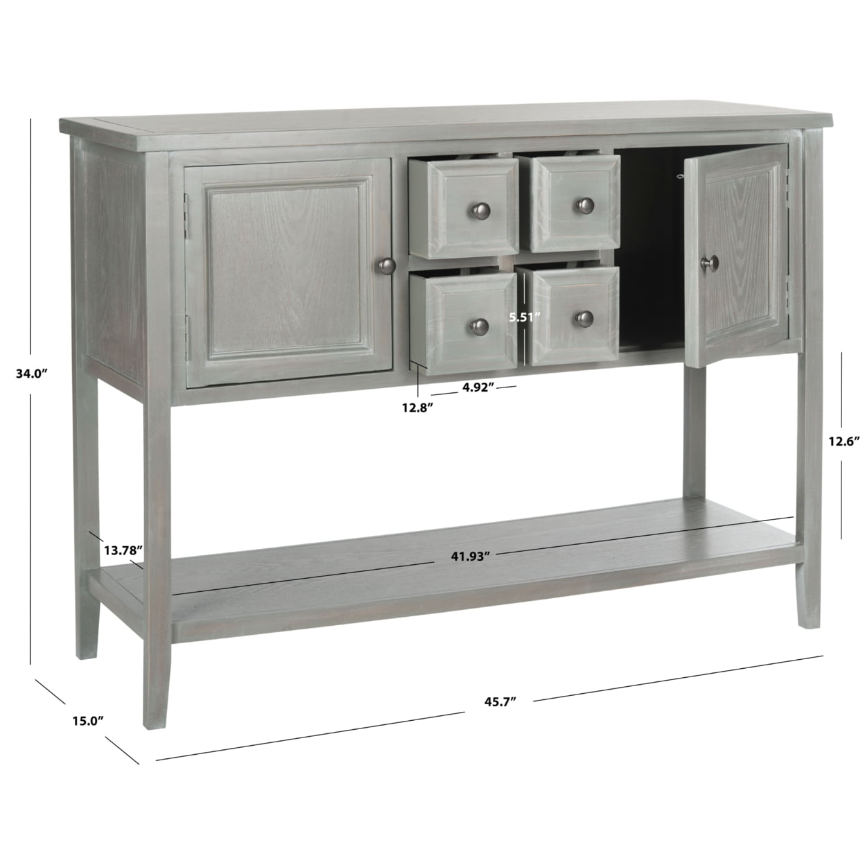 SAFAVIEH Charlotte Transitional Storage Sideboard, French Grey