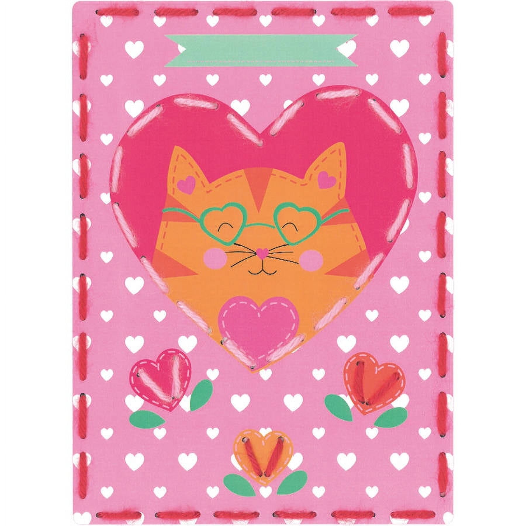 Kits 4 Kids Cats with Hearts Embroidery Cards Kit, 7.25" x 10.25", Set of 2