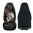 thumbnail image 4 of Binienty Skull and Rose Car Seat Covers Full Set Winter Warm Fluffy Automotive Seat Cover Protector 2 Piece Soft Plush Fuzzy Car Interior Set Halloween Decor, 4 of 8