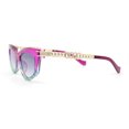 thumbnail image 3 of Luxury Chain Jewel Arm Squared Cat Eye Sleek Plastic Sunglasses Purple Green - Smoke, 3 of 4