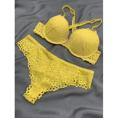 

Women‘s Beauty Back Criss Cross Push Up Lingerie Set Comfortable Micro Elastic Bra & Bikini Panty Women‘s Lingerie & Underwear