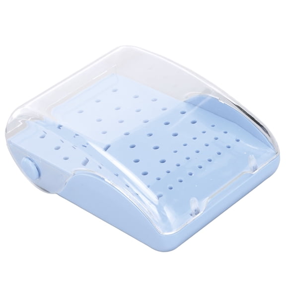 Dental Bur Autoclavable Case Organizer Rectangle 60 Hole Bur Cleaning Holder Box for Dental Hospital Blue