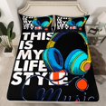 thumbnail image 2 of Feelyou Cartoon Headphones Bed Sheets, Pop Music King Sheets, Modern Life Style Sheet Set, Breathable Room Decor, 4pcs, 2 of 7