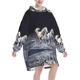 thumbnail image 2 of Horse,Women's Oversized Wearable Blanket Hoodie, Blanket Sweatshirt,Flannel Pullover Blanket, 2 of 9