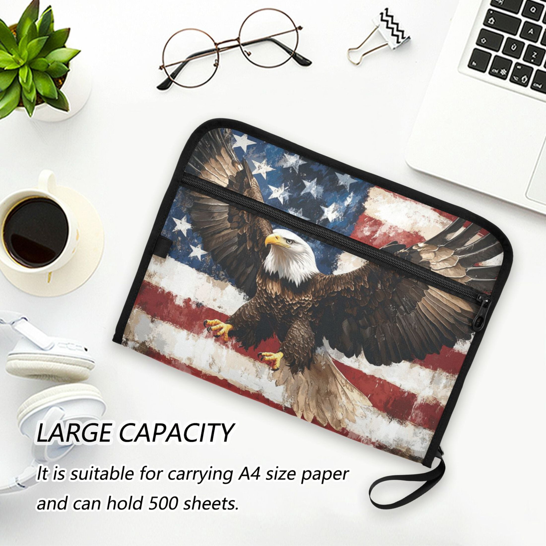 WOBOGO American Patriotic Faith Expanding File Folder Letter Size Accordion Filing Organizer 13 Pocket Separate Organ Pocket