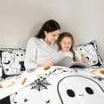 thumbnail image 5 of Feelyou Funny Halloween Ghost Full Size Comforter Sets, Gothic Spider Web Bedding Comforter Set, Teens Boys Girls Kids Reversible Bedding Sets, Breathable Home Decor, 3-Piece, 5 of 8