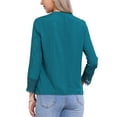 thumbnail image 3 of Allegra K Women's Boho Half Button Placket Long Sleeve Lace Crochet Blouses XL Peacock Blue, 3 of 6