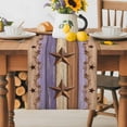 thumbnail image 5 of Country Stars Table Runner, Purple Wood Grain Bless Our Home Farmhouses Washable Kitchen Table Runners Dress Scarves for Dining Table Decorations Party, 13x36in, 5 of 9