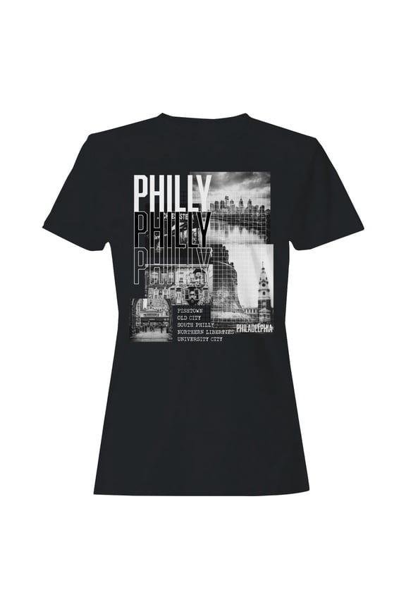 Philadelphia Cityscape Women's Black T-shirt