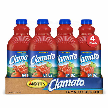 Mott’s Clamato Tomato Cocktail Juice Drink 4 Pack 64 oz Bottles Savory Blend Beverage Mott’s Clamato Tomato Cocktail Juice Drink 4 Pack 64 oz Bottles Savory Blend Beverage