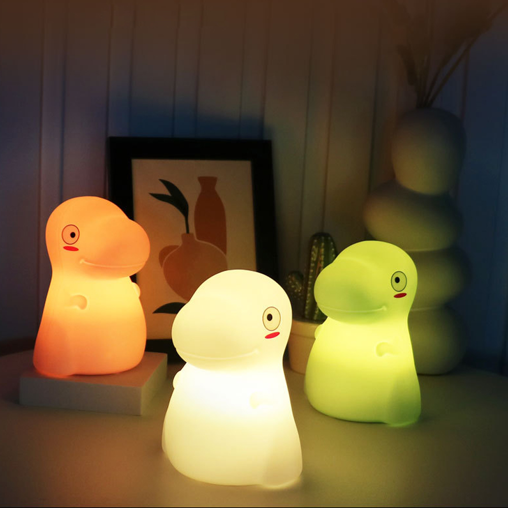 Dinosaur Night Light for Kids, Cute Color Changing Silicone Baby Night Light with Touch Sensor, Portable Rechargeable LED Bedside Nursery Lamp for Toddler's Room, Dinosaur Gifts for Boys Girls