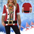 thumbnail image 2 of Women 3D Print Christmas Crewneck Sweatshirt with Novelty Santa and Cat Design Holiday Party Pullover Top, 2 of 6