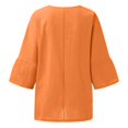 thumbnail image 5 of Youmylove Hauts Confort pour Femmes Été Manches 3/4 Col Rond Imprimé Floral Ample T-Shirts Tunique en Lin Décontractée Blouse Tendance Quotidienne, 5 of 5