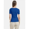 thumbnail image 5 of Women's Summer Scoop Neck Short Sleeve T-Shirts Ribbed Knit Slim Fitted Casual Basic Top, 5 of 6