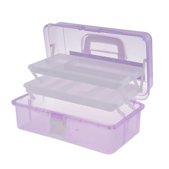 Caja de Almacenamiento de Plástico Organizador de Espacios Grandes Kits de Herramientas Púrpura, 315x170x145mm SM SunniMix Caja de cajas de almacenamiento de 3 capas