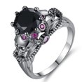 thumbnail image 1 of Conjunto de anillos de calavera con anillos de circonitas de colores y negros - Conjunto de anillos de diamantes de colores con calavera para mujer (2 piezas) Botao, 1 of 4