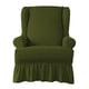 thumbnail image 3 of Funda protectora para sillón orejero monocromático de seersucker con volantes Verde, 3 of 7