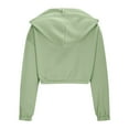 thumbnail image 5 of VNKIDY Women's Long Sleeve Drawstring Full Zip Hooded Jacket Crop Sweatshirt Solid Color Coats Cozy Dailywear, 5 of 5