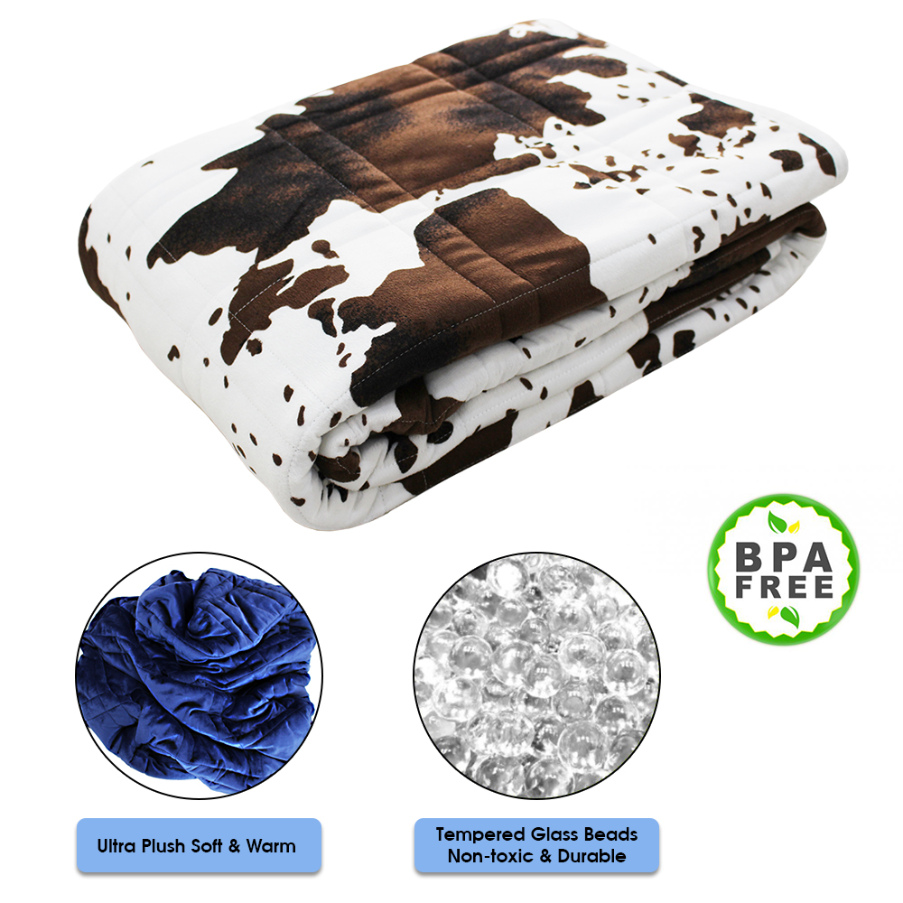 Ultra Plush Pine & River Minky Weighted Blanket (60"x80", 20 lb) in Cow