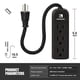 thumbnail image 2 of Regleta para montaje en pared - Listado ETL 3 tomacorrientes con conexión a tierra Cable corto trenzado de 10 pulgadas Mini regletas negras sin protector contra sobretensiones Tomacorrientes CA 13A 12, 2 of 5