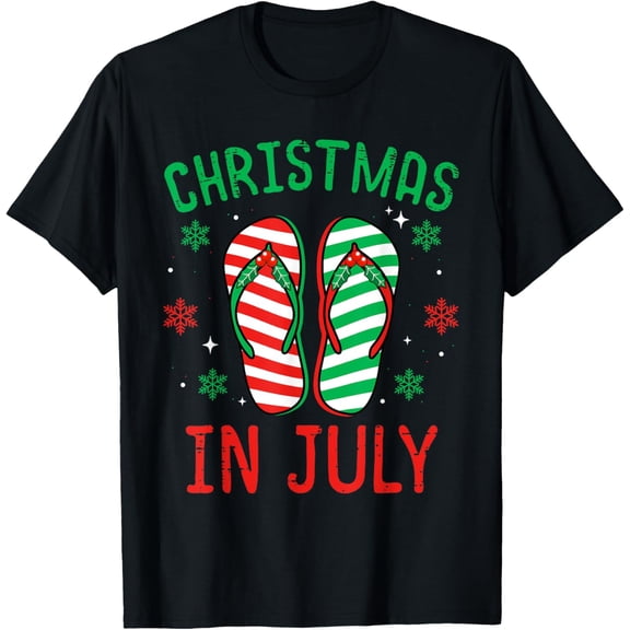 Exquisite and comfortable-Christmas In July Flip Flop Xmas In July Decorations Party T-Shirt