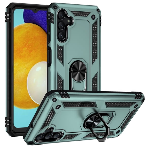 Feishell Hybrid Armor Phone Case for Samsung Galaxy A26 5G,Military Grade Shockproof 360 Rotatable Metal Ring Holder Kickstand Support Magnetic Car Mount Dual Layer Protective Phone Cover,Darkgreen